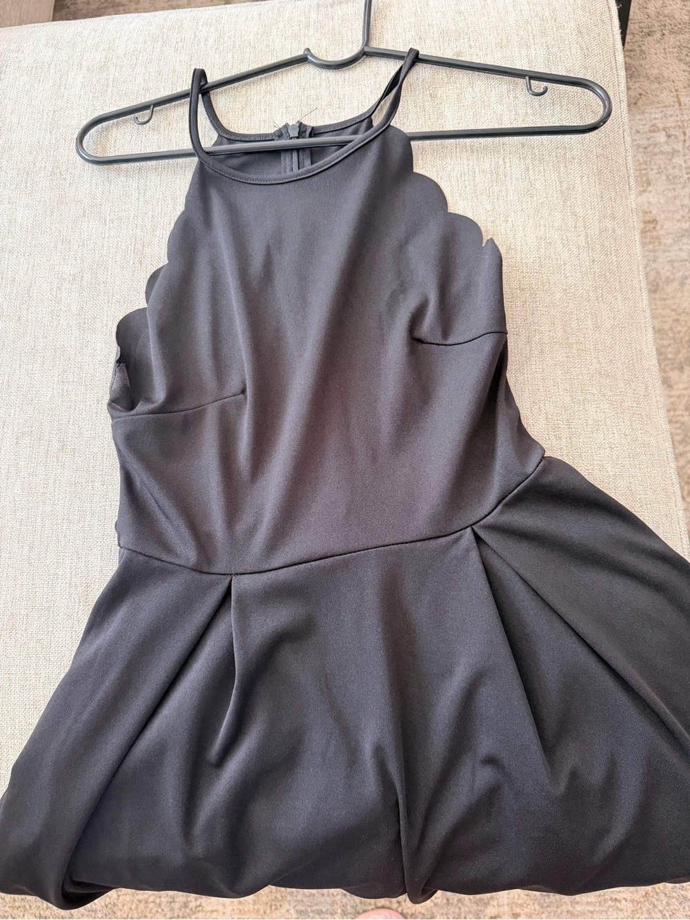 Black Scallop Halter Neck Dress